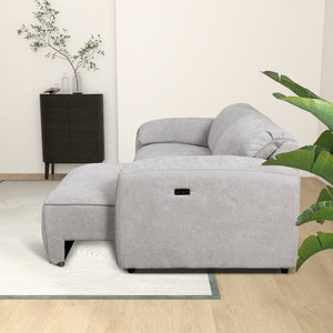 Cleveland - Dual Power Convertible Sofa - Silver
