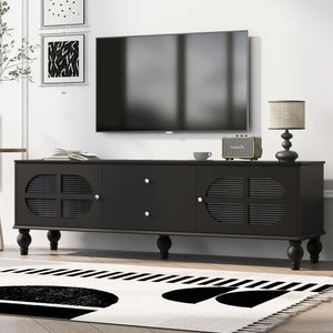 Modern TV Stand For TVs Up To 75" With Fluted Glass Doors