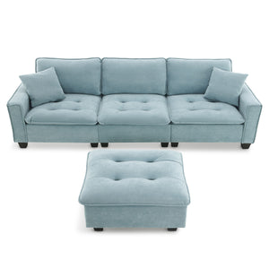 Modern Convertible Sectional L Shaped Reversible Couch Set With Free Pillows 4 Seat Suede Sleeper Sofa With Ottoman