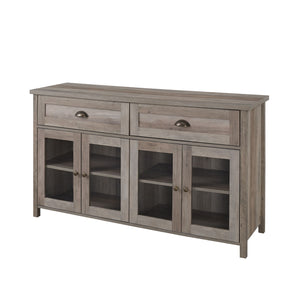 Transitional Farmhouse Glass Door Sideboard With 2 Drawers - Gray Wash