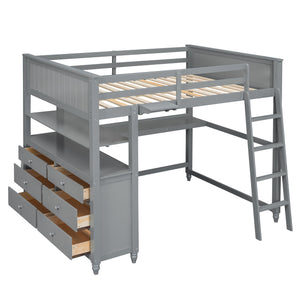 Loft Bed With Drawers With Desk And Shelves