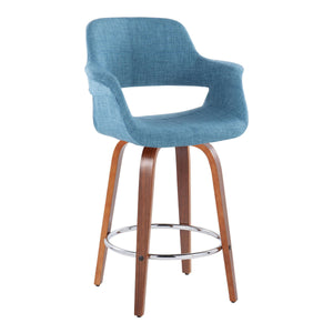 Vintage Flair - Mid-Century Modern Fixed Height Counter Stool With Swivel With Round Footrest (Set of 2)