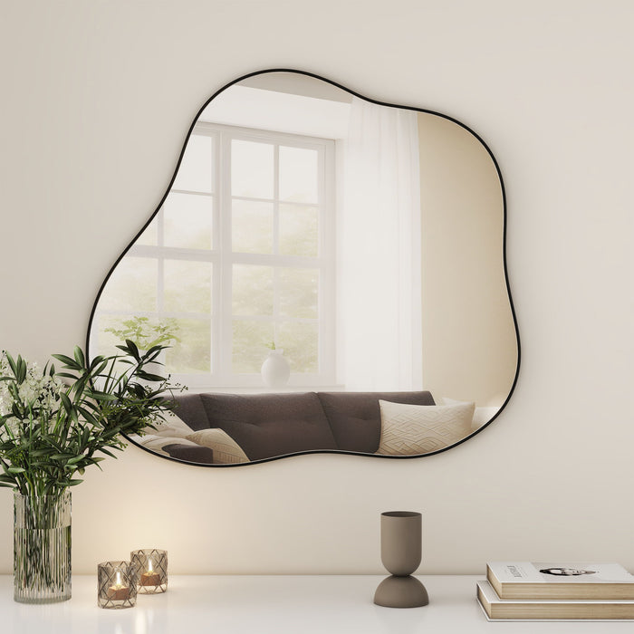 Cloud Shaped Metal Accent Wall Mirror - Black