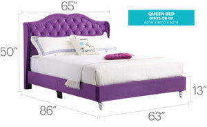 Upholstered Velvet Bed Transitional