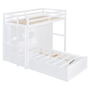 Bunk Bed With Drawers, Wardrobe, Storage Shelves And Hydraulic