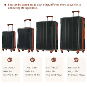 Hardshell Luggage 6 Piece Suitcase Set, Expandable Lightweight Suitcases With Wheels, Tsa Lock