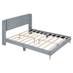 Platform Contemporary Bed With Legs And Upholstered Headboard