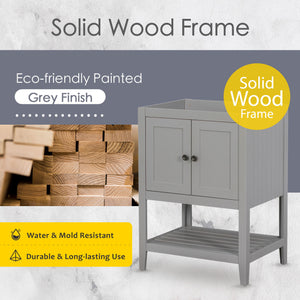 Bathroom Vanity Base Only, Soild Wood Frame, Bathroom Storage Cabinet With Doors And Open Shelf