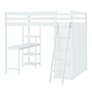 Loft Bed With Wardrobe And Desk And Shelves