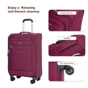 5 Piece Set, Softshell Suitcase Spinner Wheels