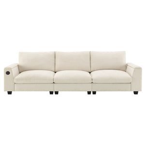 Sectional With Bluetooth Speaker Comfy Cloud Couch Set With Drop Down Table Cup Holders, USB Charger Storage Armrest Wide Seat Sofa