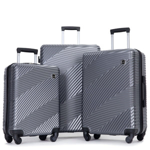 3 Piece Luggage Sets Lightweight Suitcase With Two Hooks, Spinner Wheels,