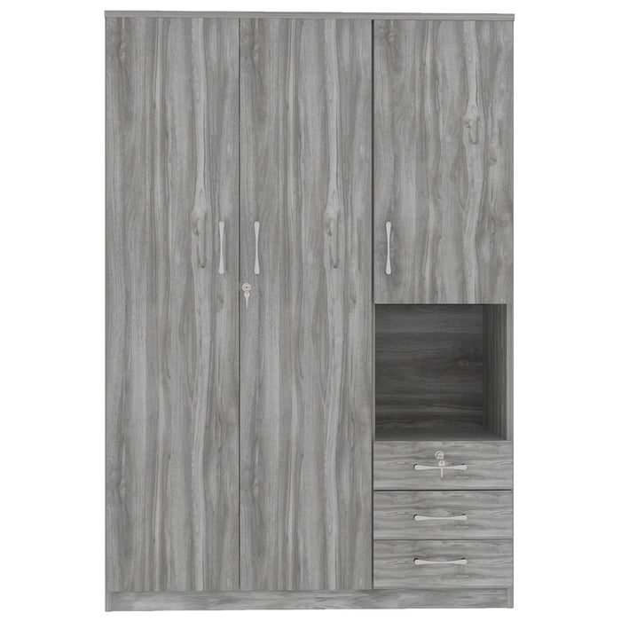 2 Doors Wardrobe Storage For Bedroom With Shelves And 3 Drawers