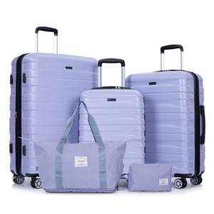 Luggage Set Of 5 Pieces, Expandable Hard Pc Luggage Set With Tsa Lock For Rotating Wheels