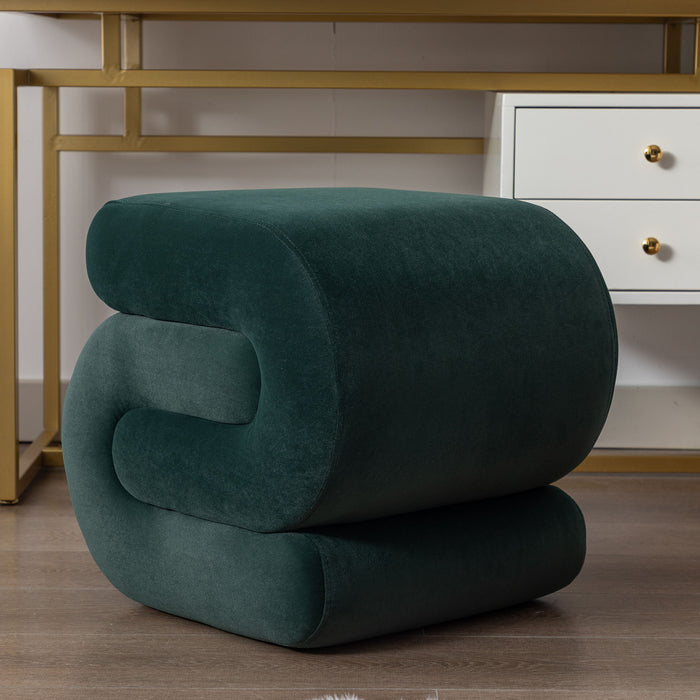 S-Shape Velvet Fabric Ottoman Makeup Stool Footstool