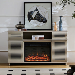 Modern Cabinet With Adjustable Shelves And Remote Controlled Fireplace