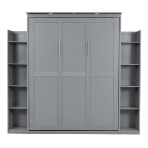 Wall Murphy Bed With Shelves And LED Lights