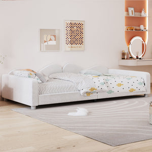 Upholstered Daybed, Sherpa Fabric Sofabed With Cloud-Shaped Backrest