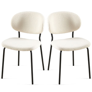Boucle Dining Chairs, Dining Chairs With Metal Legs For Dining Room, Kitchen, Living Room