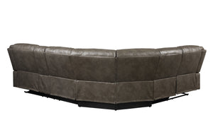 Tavin - Faux Leather Manual Recliner Sectional Sofa With Cupholder Console - Taupe