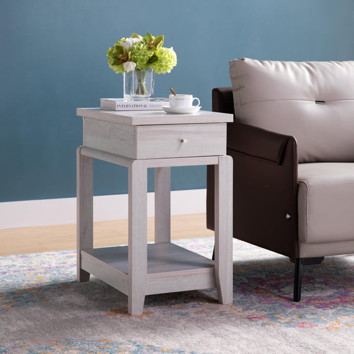 Chair Side End Table With One Drawer And Bottom Shelf