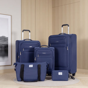 5 Piece Set, Softshell Suitcase Spinner Wheels