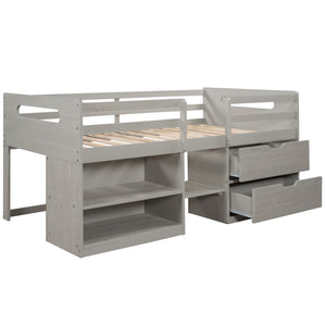 Loft Bed With Two Shelves And Two Drawers
