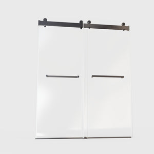 Frameless Double Sliding Soft-Close Shower Door In Matte, 3 / 8" (10Mm) Thick SGCC Tempered Glass Door - Black