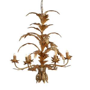 6 Light Metal Chandelier, Hanging Light Fixture With Adjustable Chain For Kitchen Dining Room Foyer Entryway, Bulb Not Included - Gold