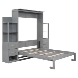 Murphy Wall Bed With Shelves, Drawers And LED Lights