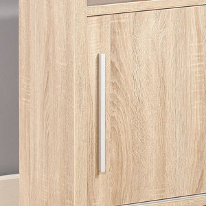 Sideboard Buffet Entry Cabinet Sliding Doors Metal Bar Handles Four Shelves