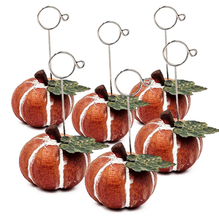 Polystone Pumpkin Name Card Holder - Orange