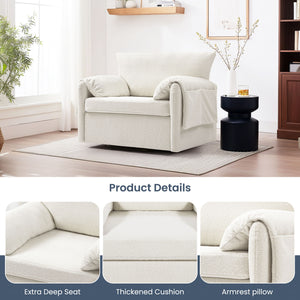 Oversized Swivel Armchair Modern Chair & Single Sofa Lounge, Comfortable Seating For Living Room