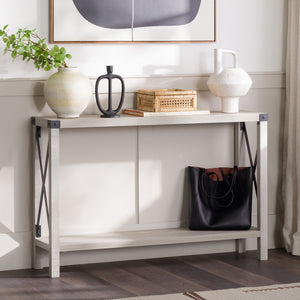 Farmhouse Metal X Table With Lower Shelf