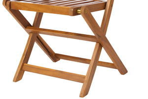 3 Piece Acacia Bistro Set, Folding Patio Furniture With 1 Coffee Table And 2 Foldable Chairs