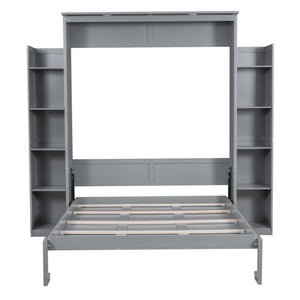 Wall Murphy Bed With Shelves And LED Lights