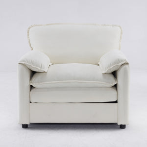 Oversized Reading Armchair With Thick Cushions, High Back Support
