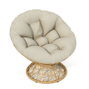 Ergonomic Wicker Chair With Cloud Thick Density Cushion, 3 Proof Cover High Capacity Iron Frame Fluid 360° Swivel
