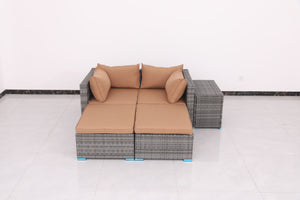 Patio Sofa Daybed With Cushions - Brown