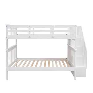 Stairway Bunk Bed With Storage And Guard Rail For Bedroom