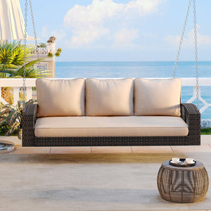 3 Person Large Patio Swing Bench With Cushions For Backyard