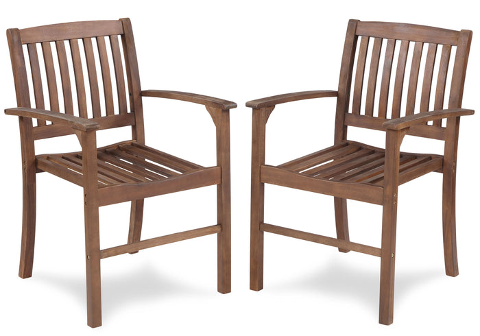 Acacia Patio Dining Chair (Set of 2), Solid Indoor Outdoor Comfortable Seat Brown, Modern Farmhouse Chair For Kitchen, Bedroom, Living Room - Brown