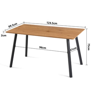 Modern Design Rectangle MDF Restaurant Wooden Dining Table With Metal Frame - Walnut