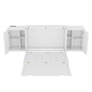 Murphy Bed With Shelves, Cabinets And USB Ports