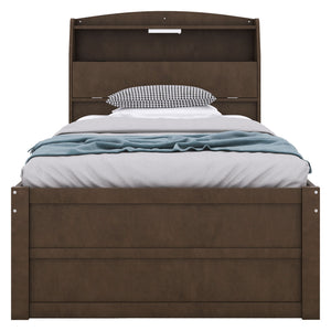 LED Platform Bed With Trundle With Storage Headboard With Drawers