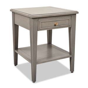 Dauphin - Storage Shelf Side Table - Gray Cashmere