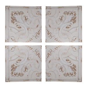 Distressed Wooden Square Wall Panels (Set of 4) - White