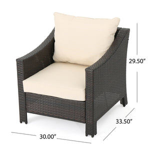 Antibes - 4 Pieces Wicker Chat Set - Brown / Beige