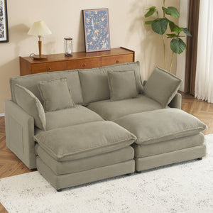 Modern Modular Sectional Sofa With Side Storage Pockets For Living Room