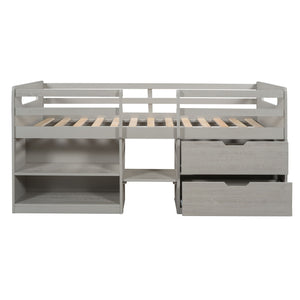 Loft Bed With Two Shelves And Two Drawers